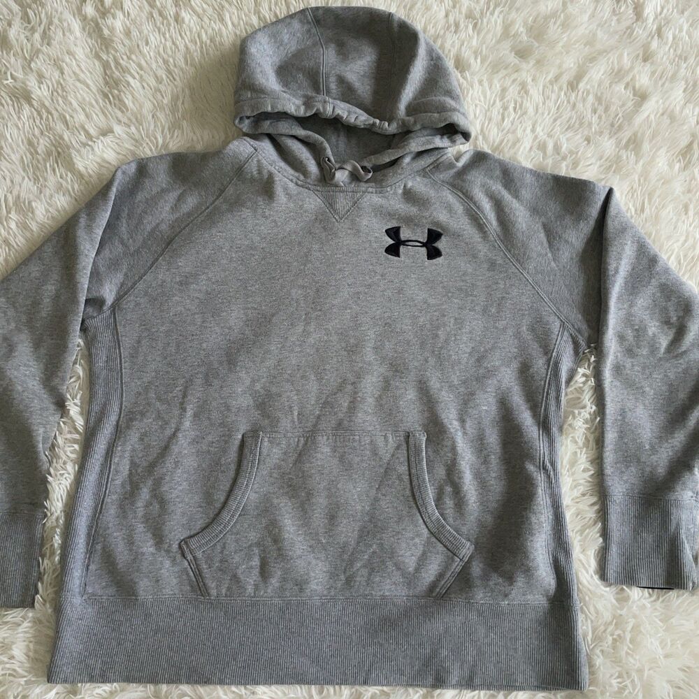 Under Armour Charged Cotton Storm Hoodie Women Large Black Coldgear Pullover Gym